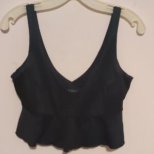 SPANX Black V-Neck Peplum Swim Top